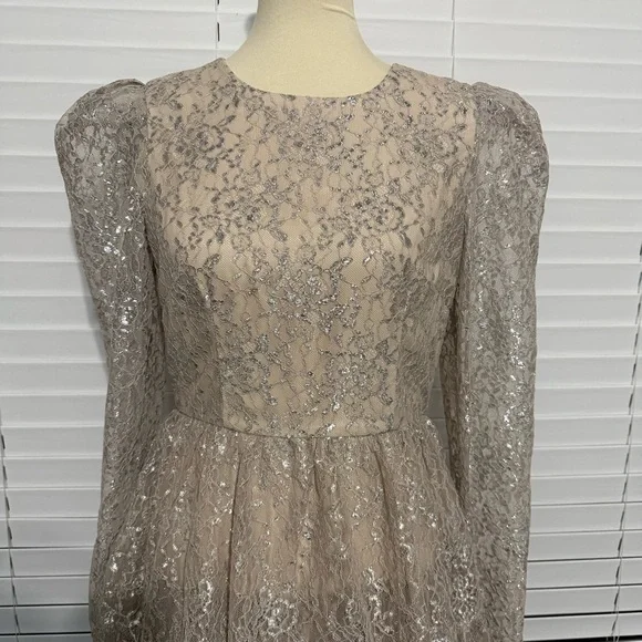 Antonio Melani x Born on Fifth “Clara” Metallic Lace Tiered Ruffle Maxi Dress - Picture 8 of 13